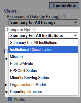 Screen-shot excerpt showing a dropdown choice of view options.