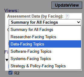Screen-shot excerpt showing a dropdown choice of the five facings.