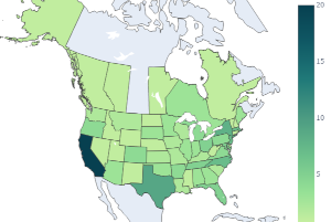 Map showing distribution of community contributors